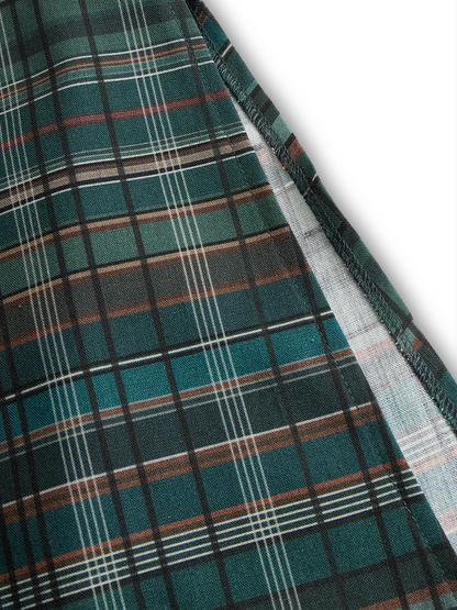 Women's Plaid Lapel Single-Breasted Shirt Maxi Dress MDA1249H1Y