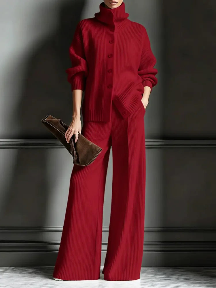 Conjunto de Mujer de Punto con Cárdigan y Pantalones