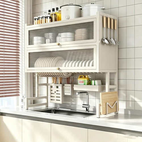 Clearance Sale Over The Sink Dish Drying Rack (Off-White 25.59in,Double-Layer)