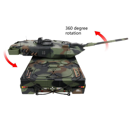 Clearance Sale 1/16 2.4ghz Remote Control German Leopard 2A6 Tank Model(360-Degree Rotating Turret)(Steel Gear Gearbox)(3800mah Battery)