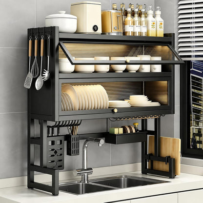 Clearance Sale Over The Sink Dish Drying Rack (Off-White 25.59in,Double-Layer)